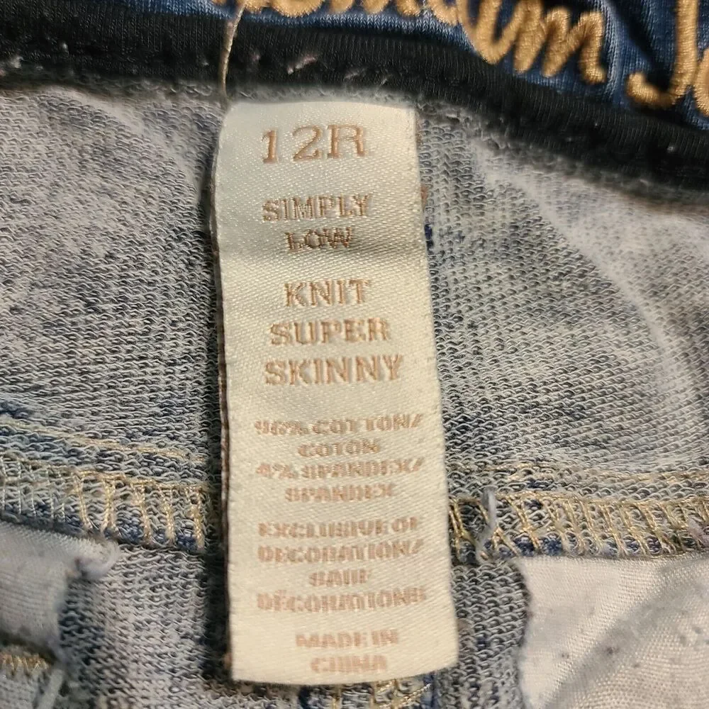 Girls Justice Denim Jean Leggings Size 12 Skinny Sparkles